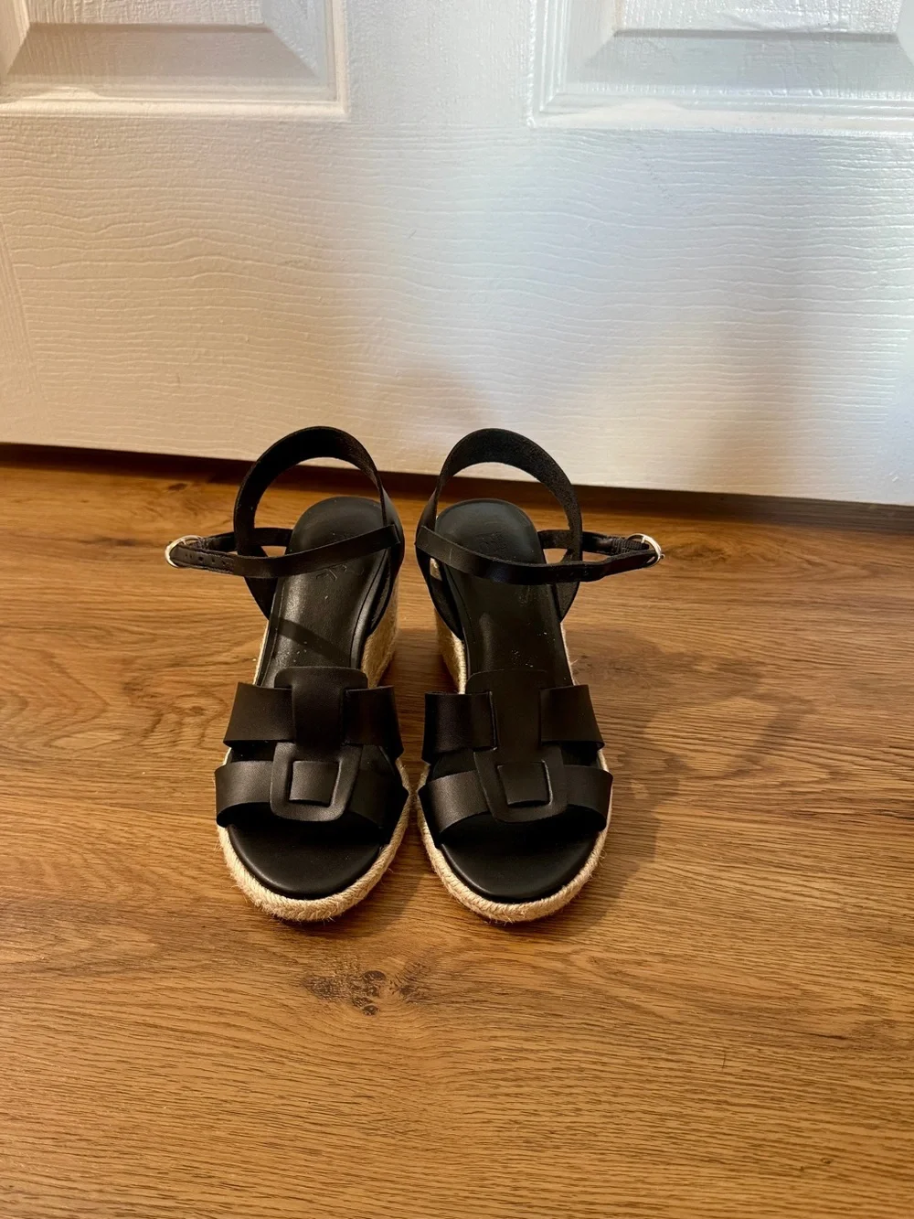 Black Espadrille Platform Sandals with Ankle Strap